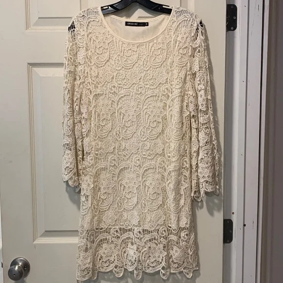 Origami | Dresses | Cream Colored Lace Long Sleeve Dress | Poshmark